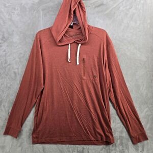 Duck‎ Camp Mens Medium Hooded Long Sleeve Shirt Pocket Burnt Orange